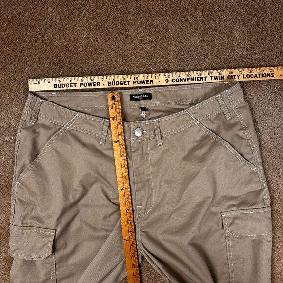 True Religion Pants Mens 38 Tan Brown Cargo Wide Flap Pockets Buddha Travertine - Picture 6 of 7